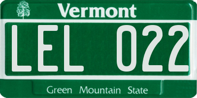 VT license plate LEL022