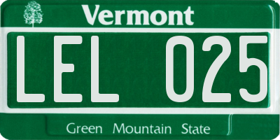 VT license plate LEL025