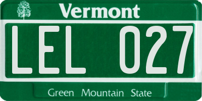 VT license plate LEL027