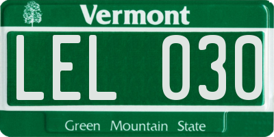 VT license plate LEL030