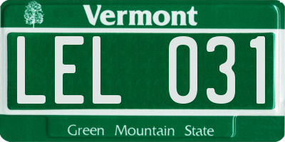VT license plate LEL031