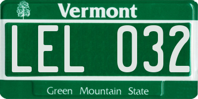 VT license plate LEL032