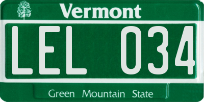 VT license plate LEL034