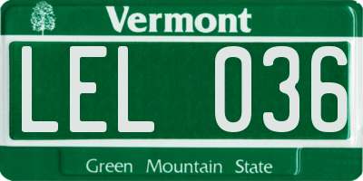 VT license plate LEL036