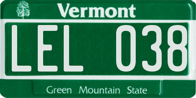 VT license plate LEL038
