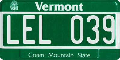 VT license plate LEL039