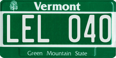 VT license plate LEL040