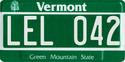 VT license plate LEL042