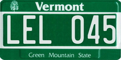 VT license plate LEL045