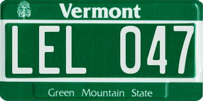VT license plate LEL047