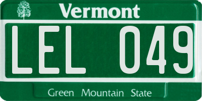 VT license plate LEL049