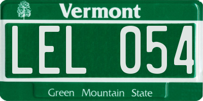 VT license plate LEL054