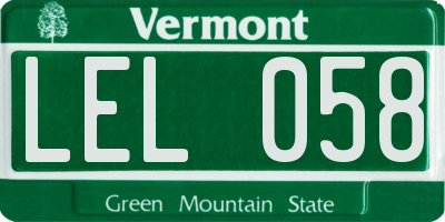 VT license plate LEL058