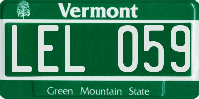 VT license plate LEL059