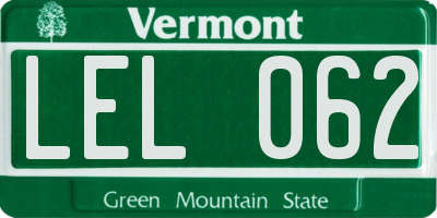 VT license plate LEL062