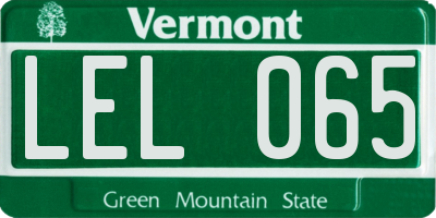 VT license plate LEL065