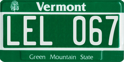 VT license plate LEL067