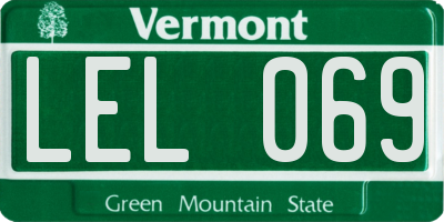 VT license plate LEL069