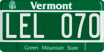 VT license plate LEL070