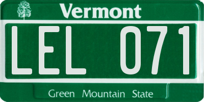VT license plate LEL071