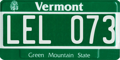 VT license plate LEL073