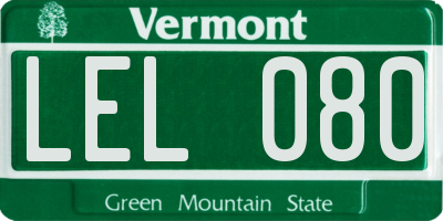 VT license plate LEL080
