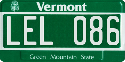 VT license plate LEL086