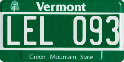 VT license plate LEL093