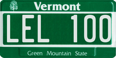VT license plate LEL100