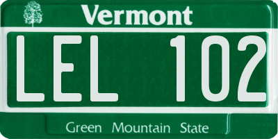 VT license plate LEL102