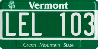VT license plate LEL103
