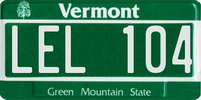 VT license plate LEL104