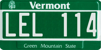 VT license plate LEL114