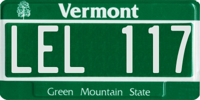 VT license plate LEL117