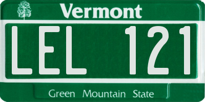 VT license plate LEL121