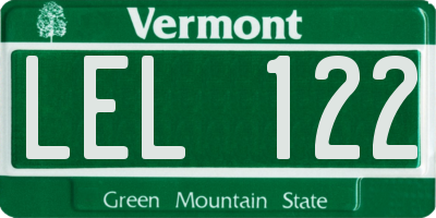 VT license plate LEL122