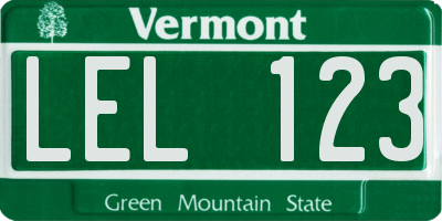 VT license plate LEL123