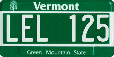 VT license plate LEL125