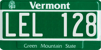 VT license plate LEL128