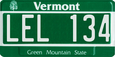 VT license plate LEL134