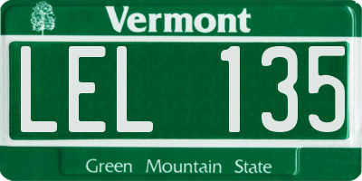 VT license plate LEL135