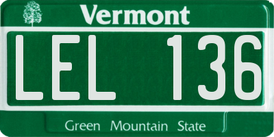 VT license plate LEL136