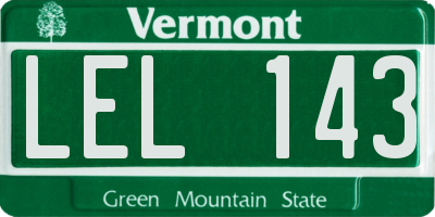 VT license plate LEL143