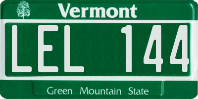 VT license plate LEL144