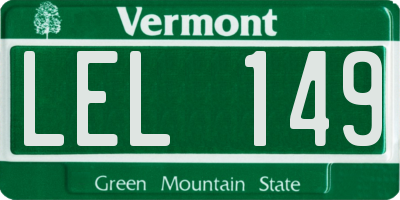 VT license plate LEL149