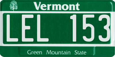 VT license plate LEL153