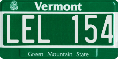VT license plate LEL154