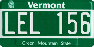 VT license plate LEL156