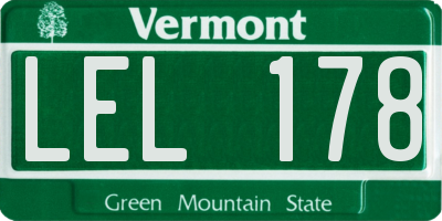 VT license plate LEL178