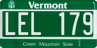 VT license plate LEL179